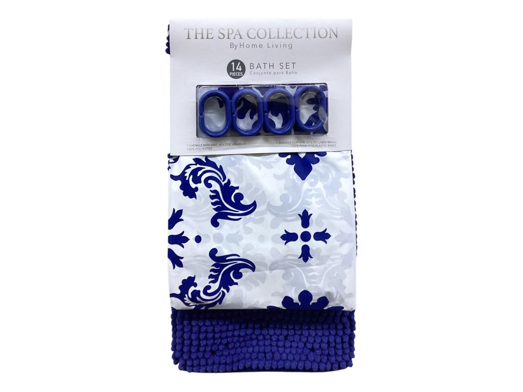 ALFOMBRA Y CORTINA DE BAÑO(14 PIEZAS)180X180+40X60CM