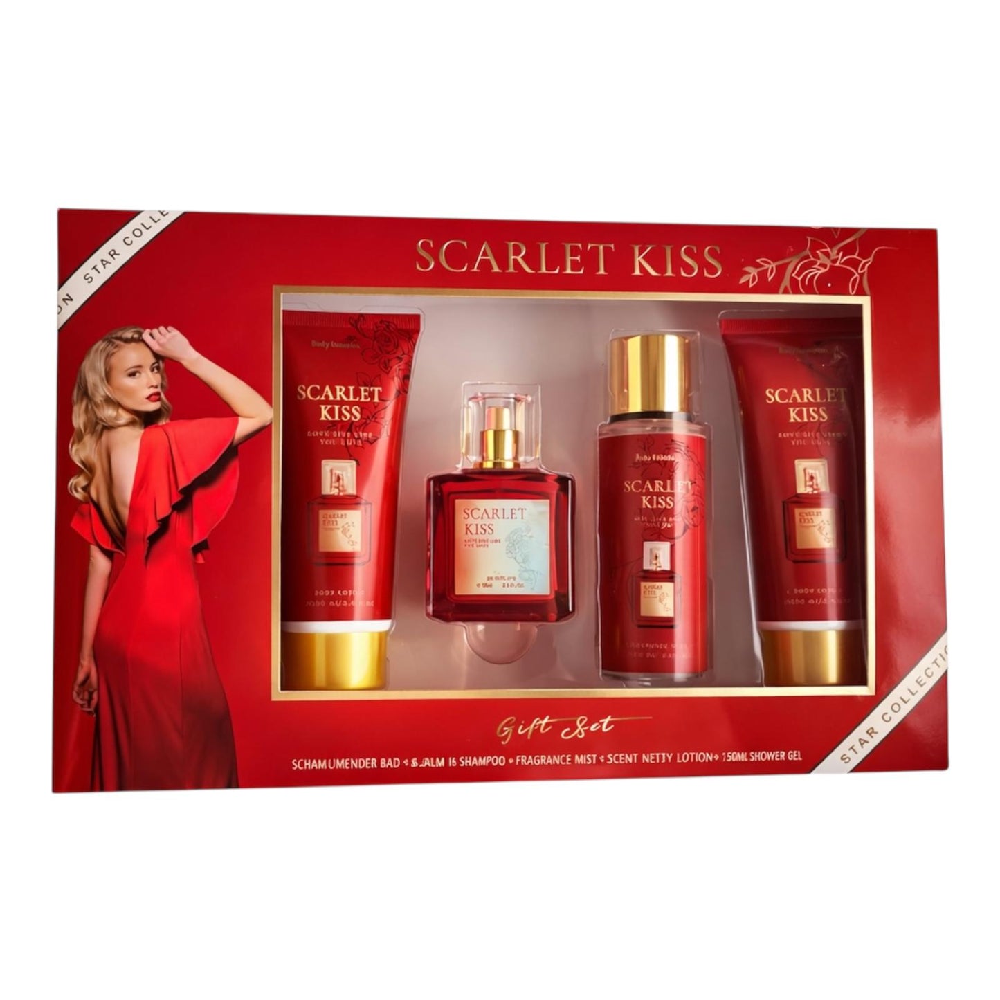 ESTUCHE SCARLET KISS(REF: TCA100122) REGALO PARA MUJER 4 PIEZAS