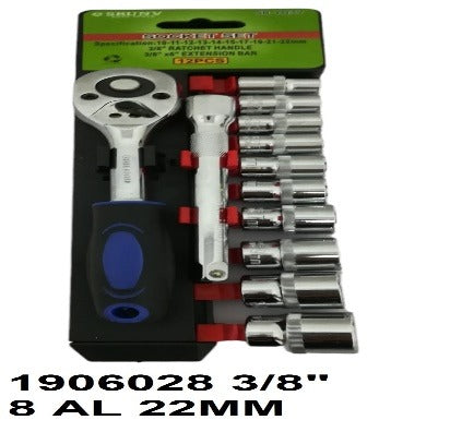 JUEGO DE 12 PCS RACHET (1/2 Y 3/8 COPAS)