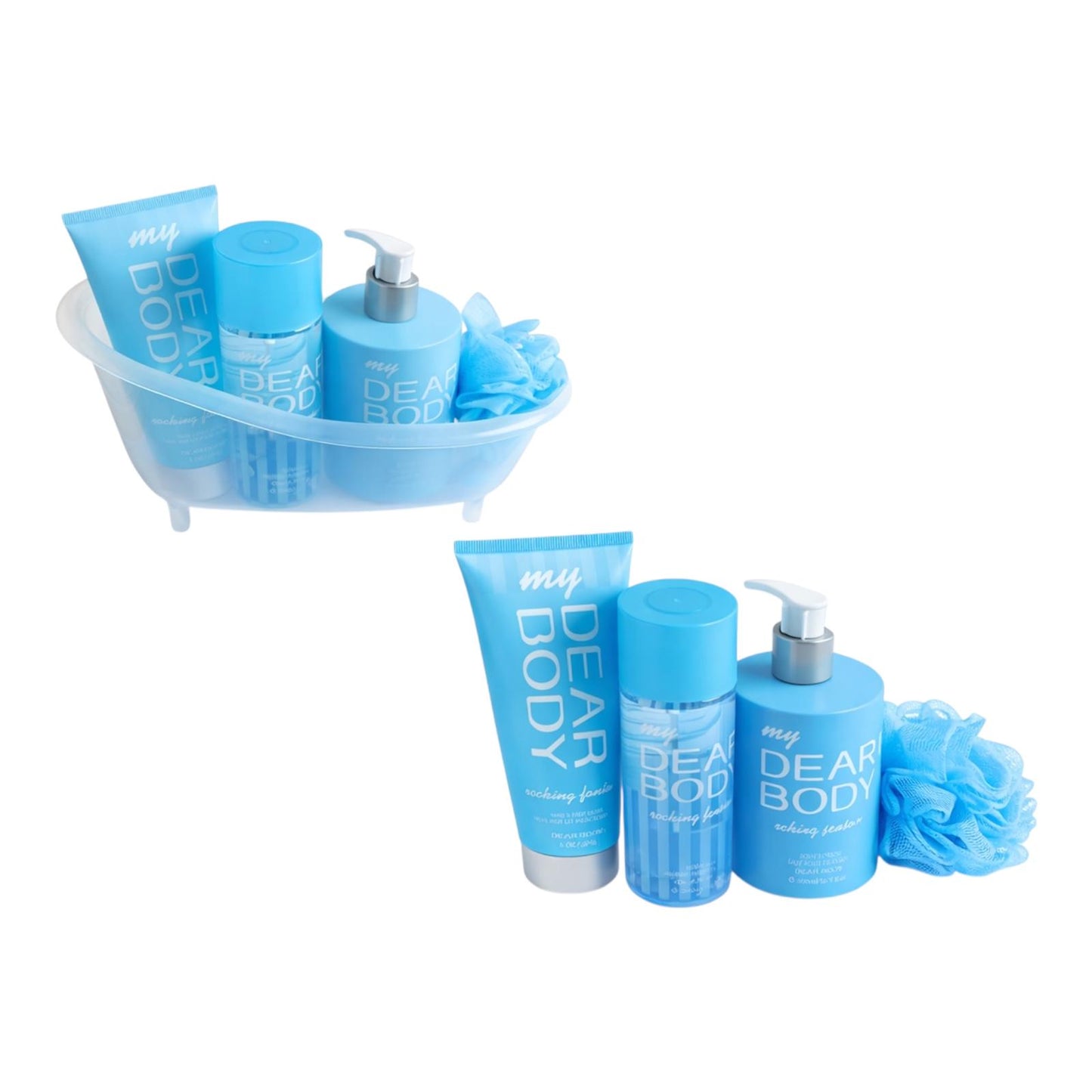 SET DE COLONIA,CREMAS CORPORALES Y ESPONJA CON BAÑERA