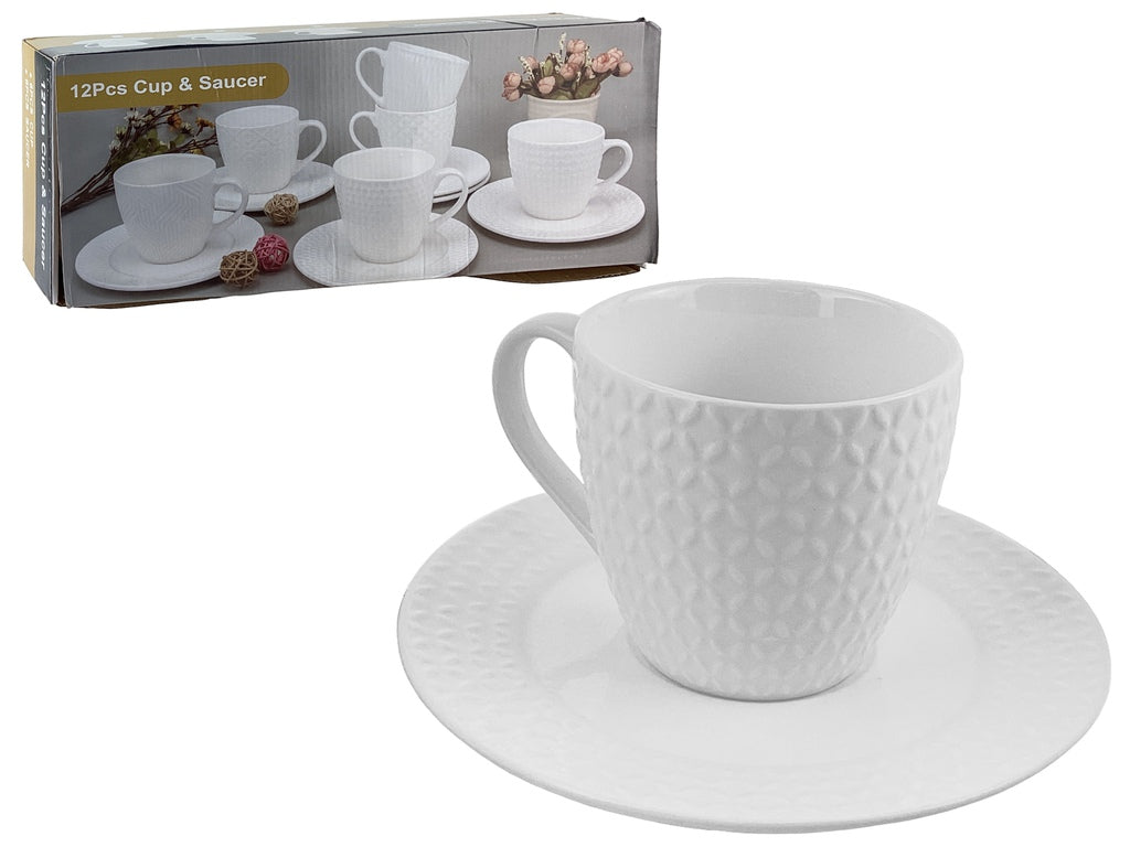 Tazas de Café con leche de 250ml (12 Piezas, 6 Platos y 6 Tazas) - Ref 4875