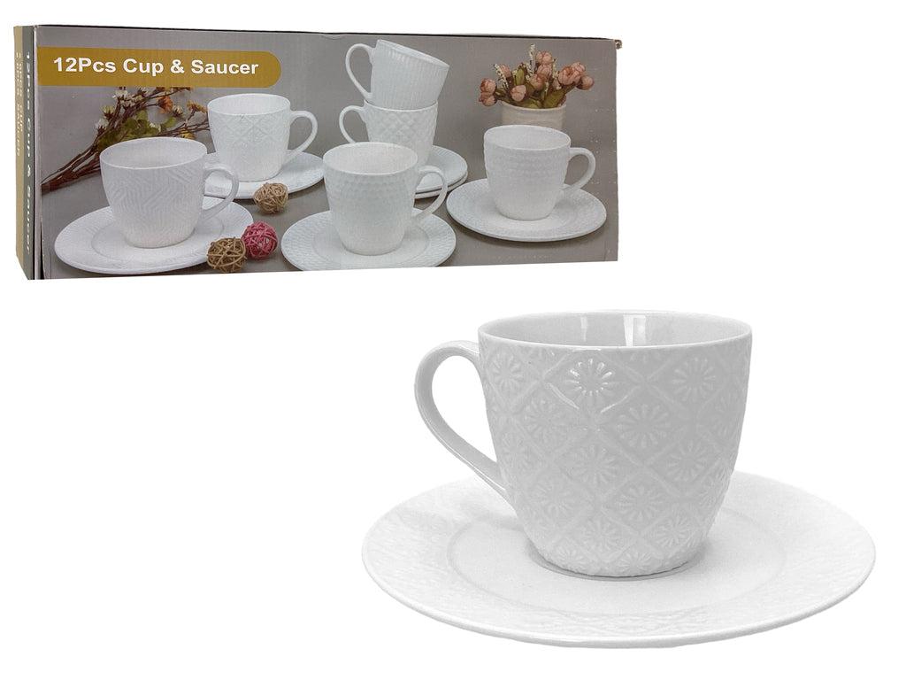 Tazas de Café con leche de 250ml (12 piezas). 6 Tazas y 6 Platos - Ref 4876