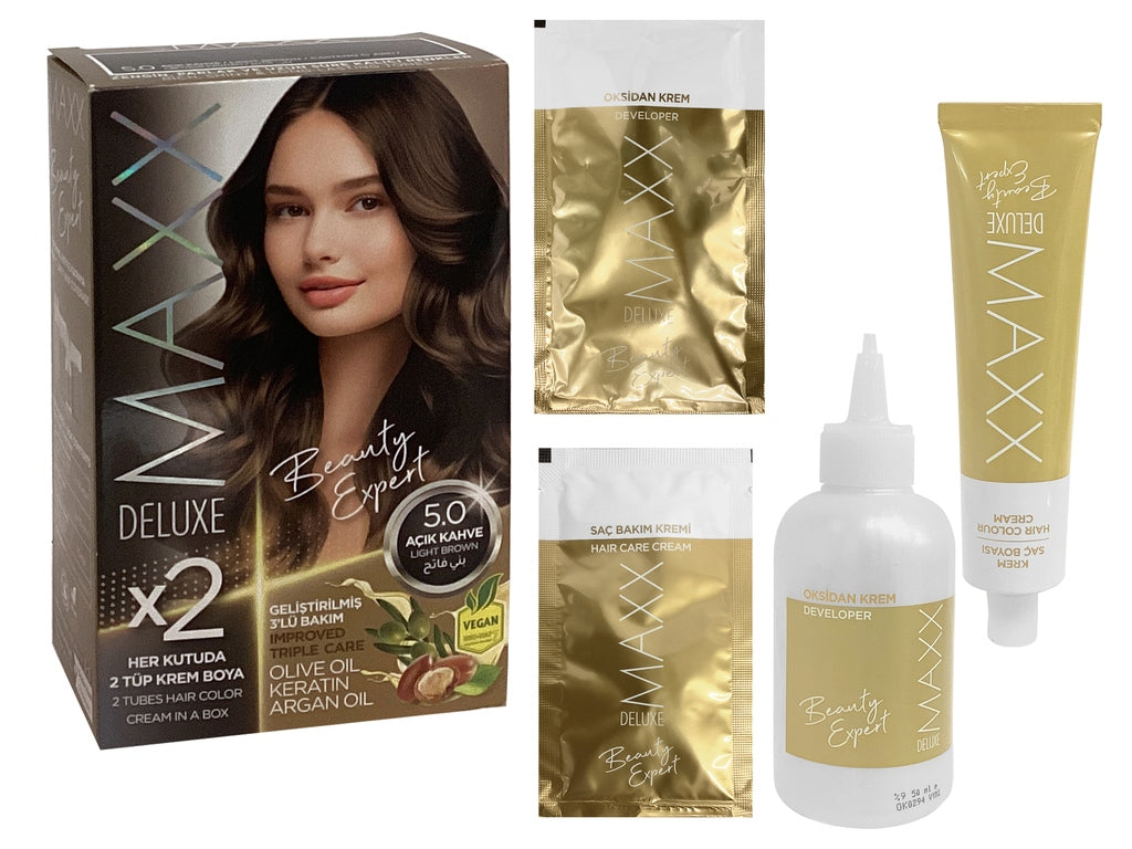 Tinte Para el Cabello 5.0 Café Claro (Aceite de Oliva, Aceite de Argan y Queratina) - Código 353.23.750