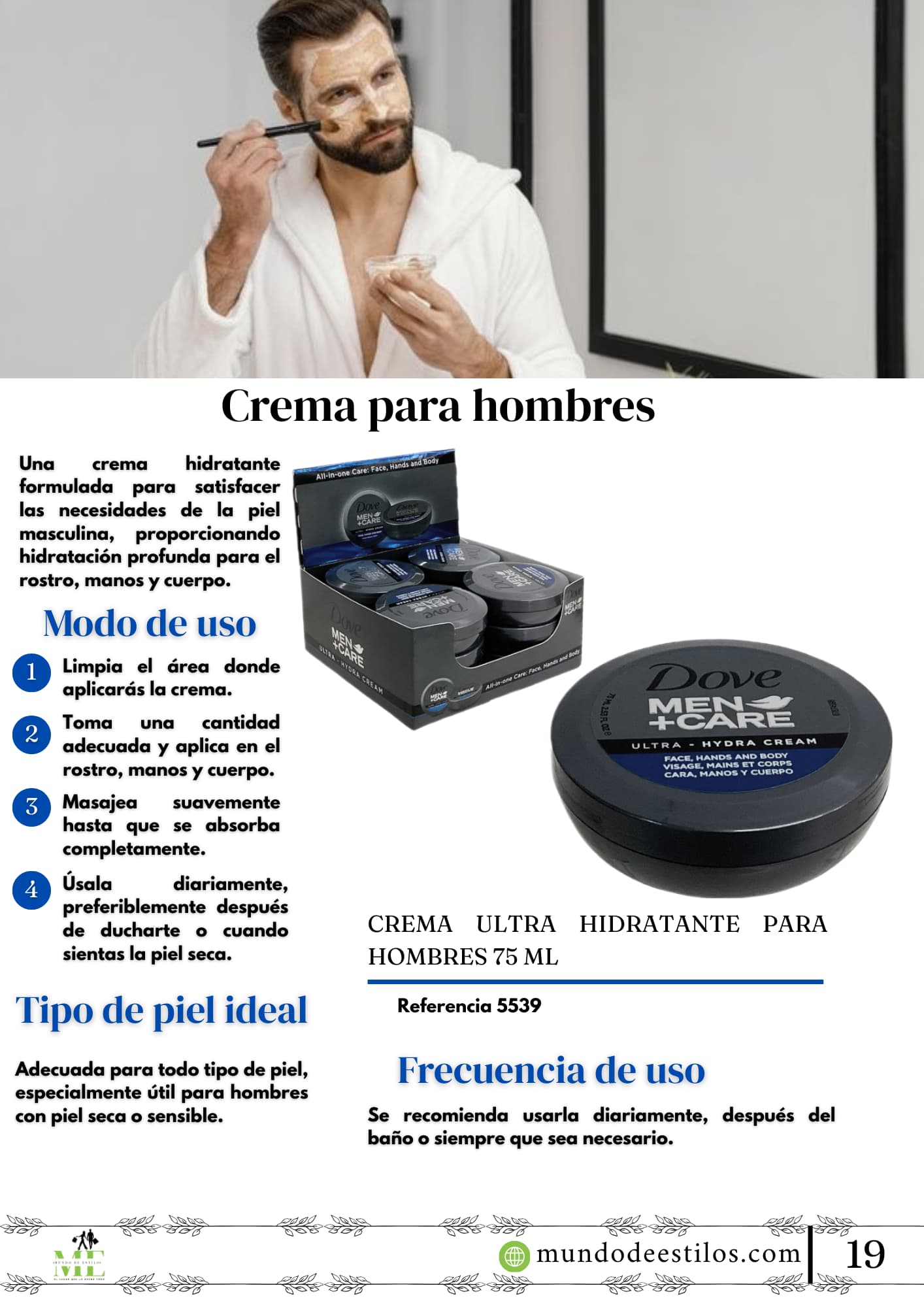 CREMA DOVE ULTRA HIDRATANTE PARA HOMBRES (75ML)-REF 5539