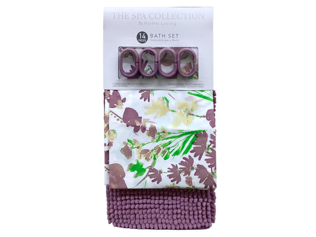 ALFOMBRA Y CORTINA DE BAÑO(14 PIEZAS)180X180+40X60CM