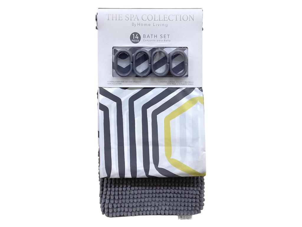ALFOMBRA Y CORTINA DE BAÑO(14 PIEZAS)180X180+40X60CM