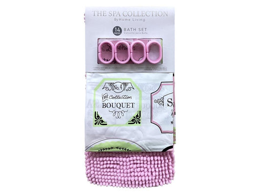 ALFOMBRA Y CORTINA DE BAÑO(14 PIEZAS)180X180+40X60CM