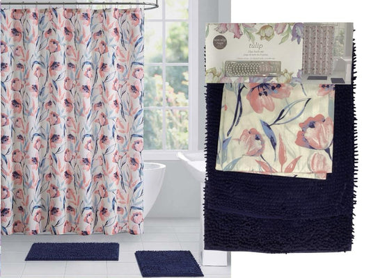 ALFOMBRA Y CORTINA DE BAÑO DE 15 PIEZAS