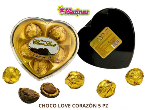 BOMBON CHOCO LOVE CORAZON (ESTUCHE DE 5 UNIDADES)