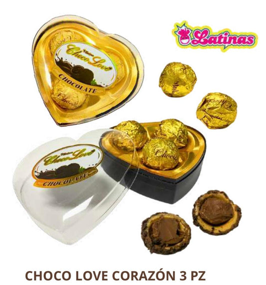 BOMBON CHOCO LOVE CORAZON (ESTUCHE DE 3 UNIDADES)