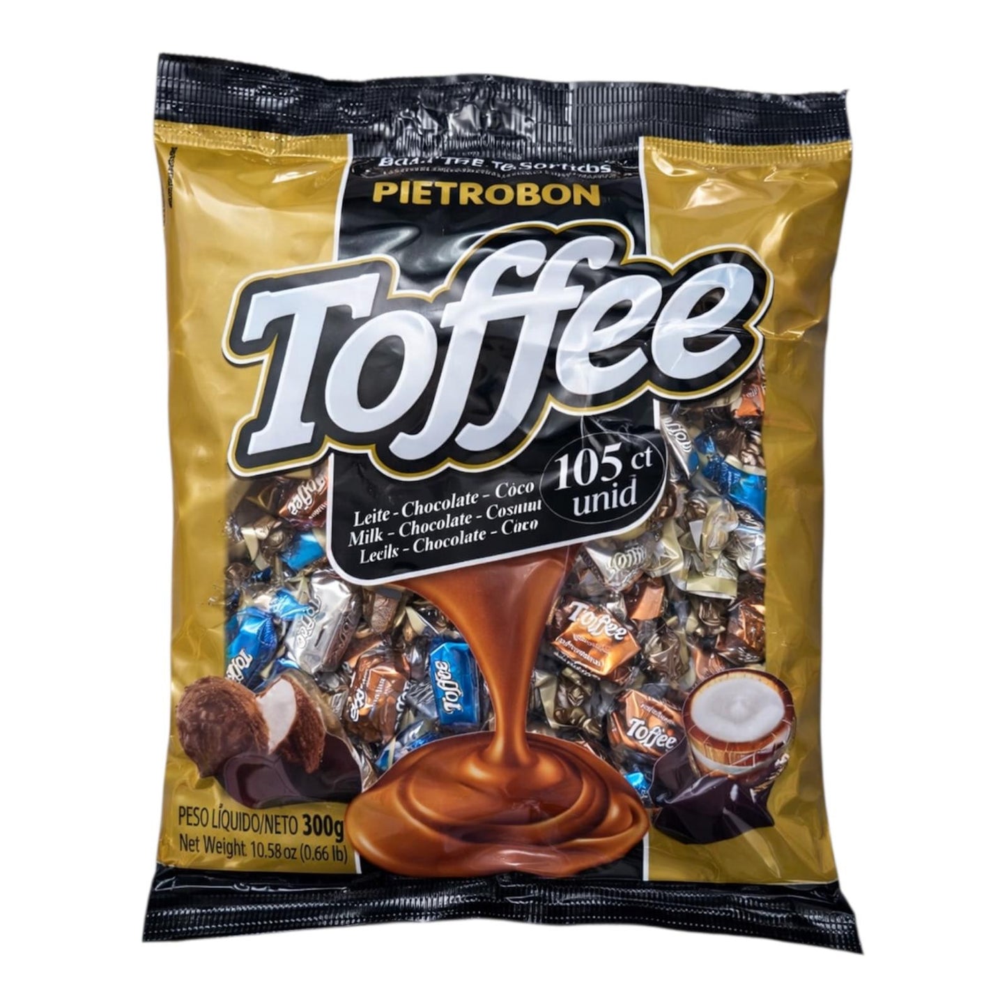 PAQUETE DE CARAMELOS TOFFEE DE LECHE COCO Y CHOCOLATE-105 UNIDADES