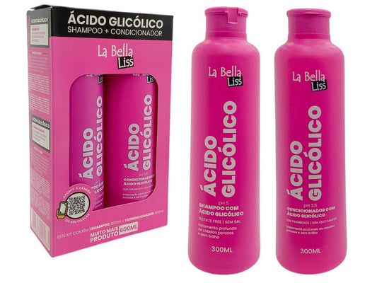 SET DE CHAMPU Y ACONDICIONADOR CON ACIDO GLICOLICO SIN SAL(300 ML)-REF:463