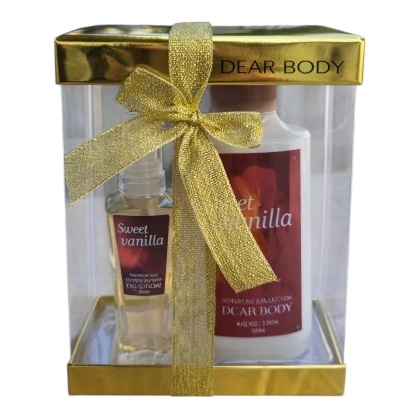 ESTUCHES DORADOS CON LAZO-CREMA 236 ML-COLONIA DE 88 ML