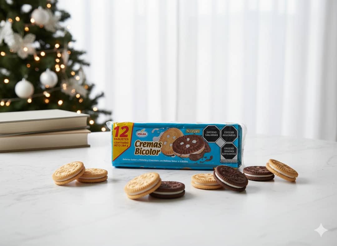 GALLETAS BICOLOR DE CHOCOLATE CON VAINILLA-PAQUETE DE 12