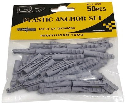 TACO PLÁSTICO 1/4 X 1 1/4(6X30MM)-50 PIEZAS