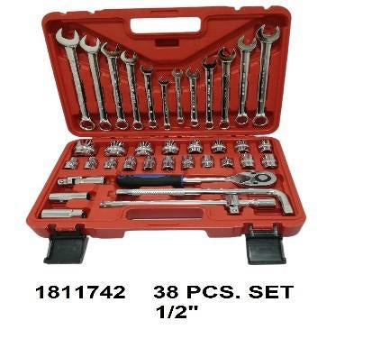 JUEGO DE HERRAMIENTAS DE 38 PCS 1/2 COPAS-SRUNV-SR