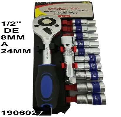 JUEGO DE 12 PCS RACHET (1/2 Y 3/8 COPAS)