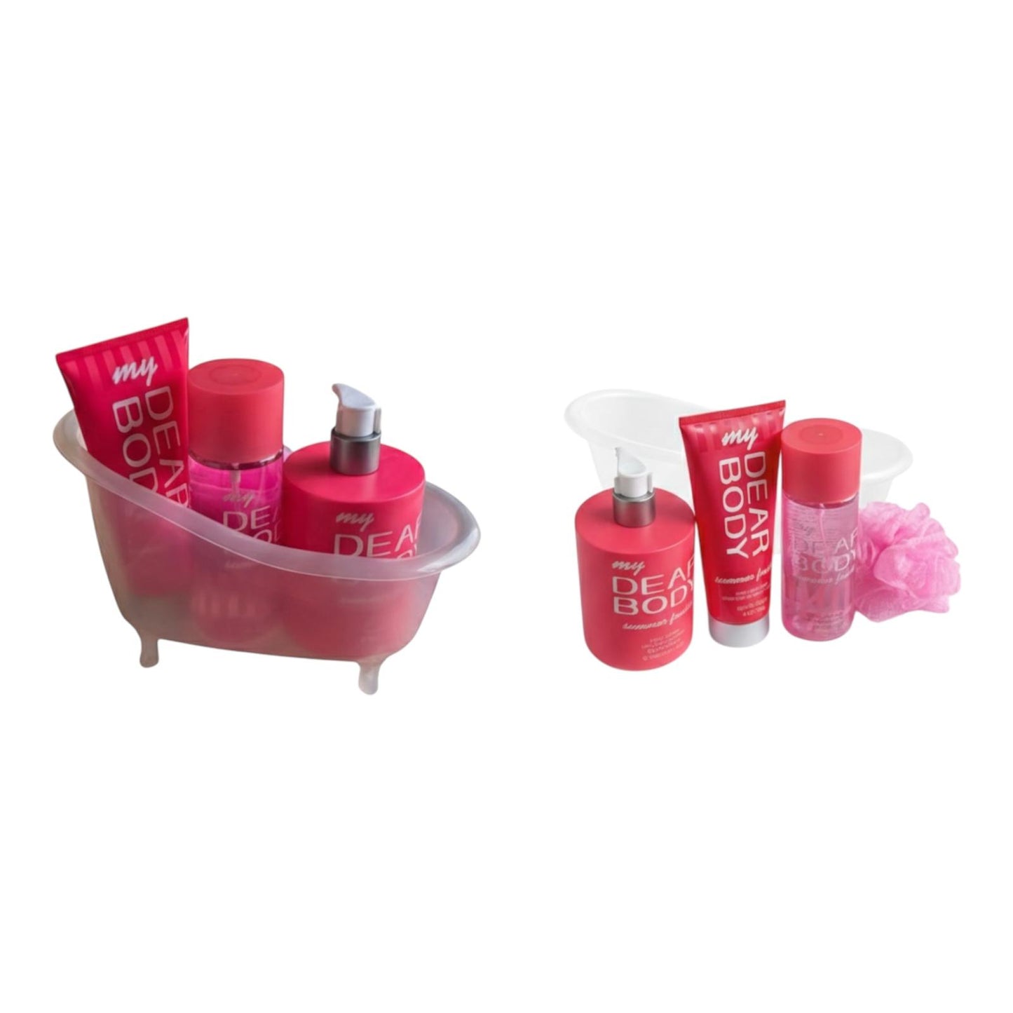SET DE COLONIA,CREMAS CORPORALES Y ESPONJA CON BAÑERA