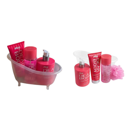 SET DE COLONIA,CREMAS CORPORALES Y ESPONJA CON BAÑERA