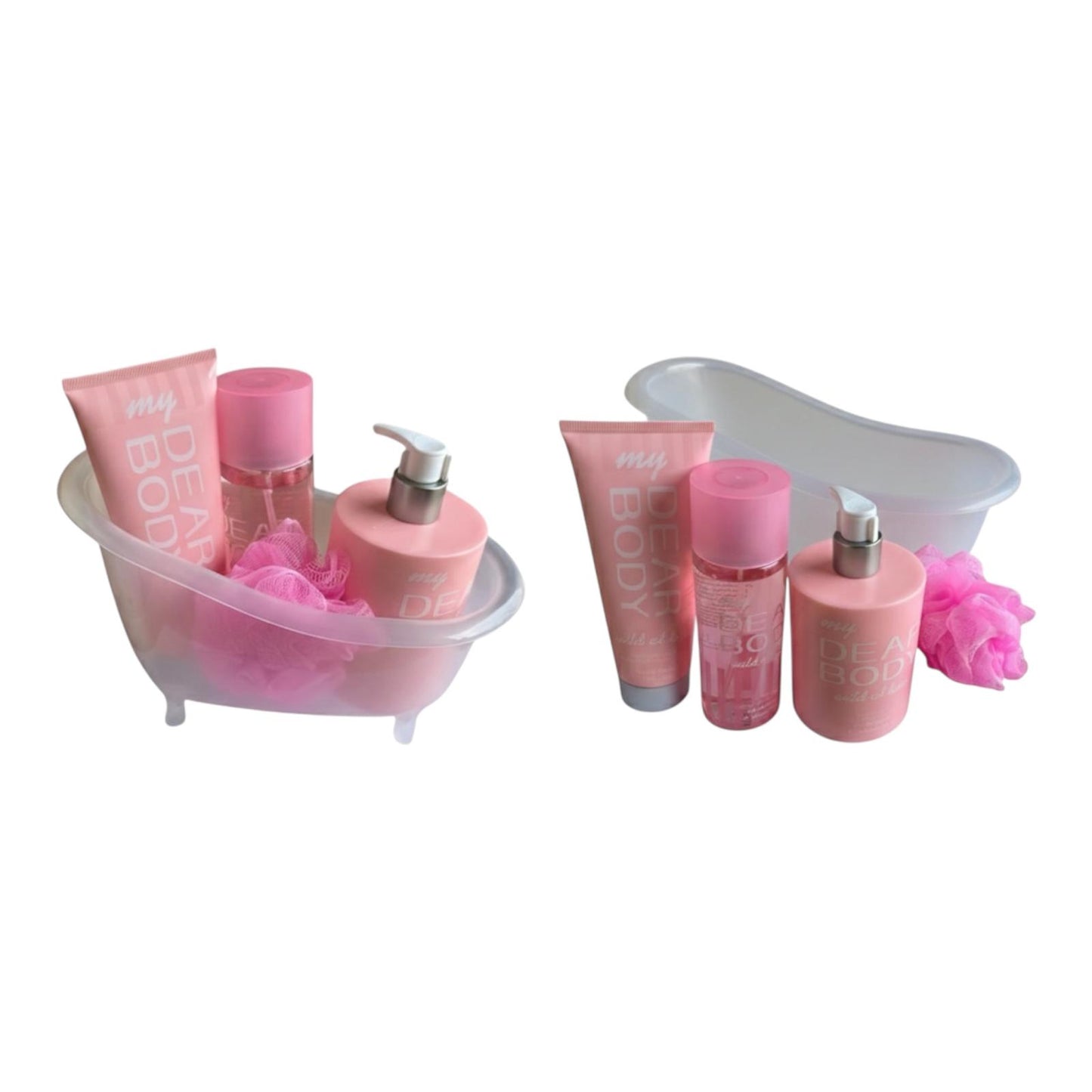 SET DE COLONIA,CREMAS CORPORALES Y ESPONJA CON BAÑERA