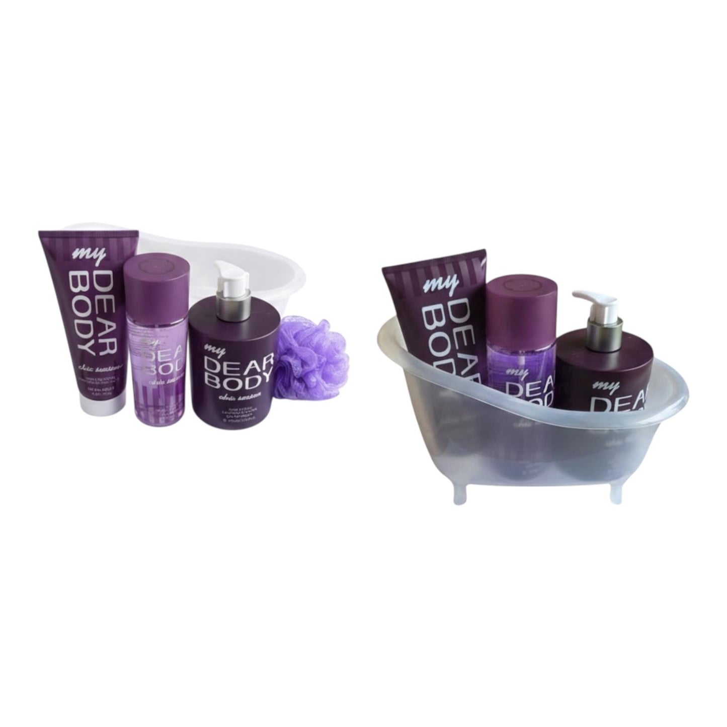 SET DE COLONIA,CREMAS CORPORALES Y ESPONJA CON BAÑERA